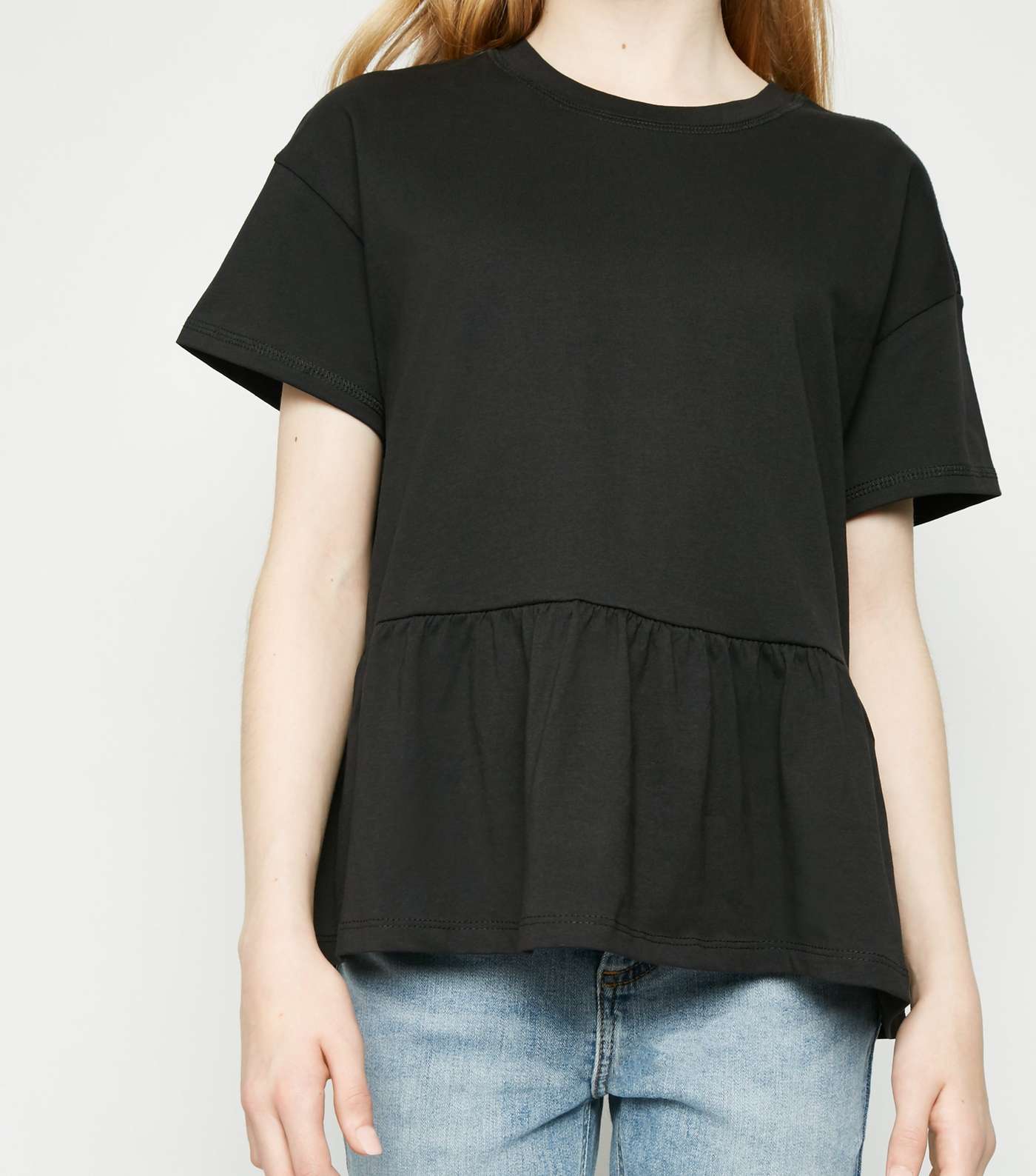 Girls Black Peplum T-Shirt Image 5