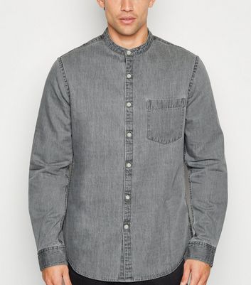 denim grandad collar shirt