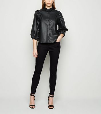 leather look top womens