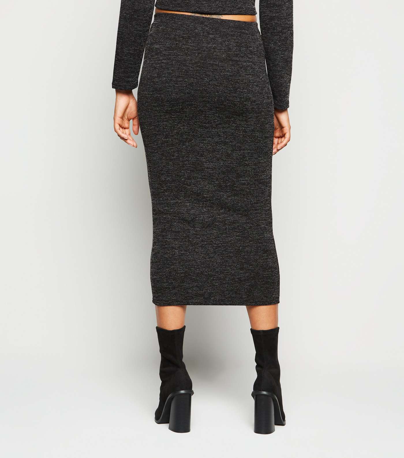 Grey Fine Knit Midi Skirt Image 3