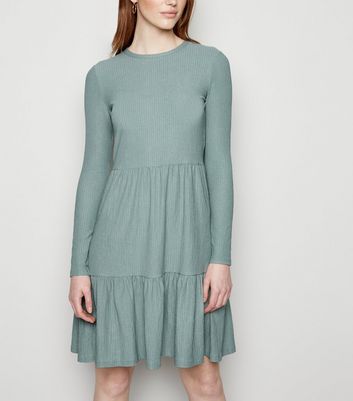 long sleeve tiered smock dress