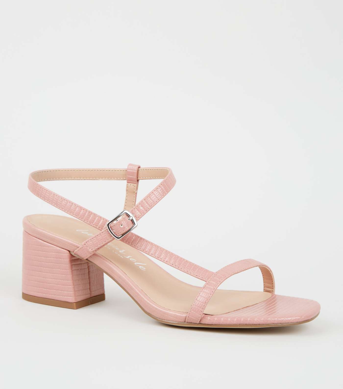 Wide Fit Pink Faux Snake Asymmetric Strap Sandals