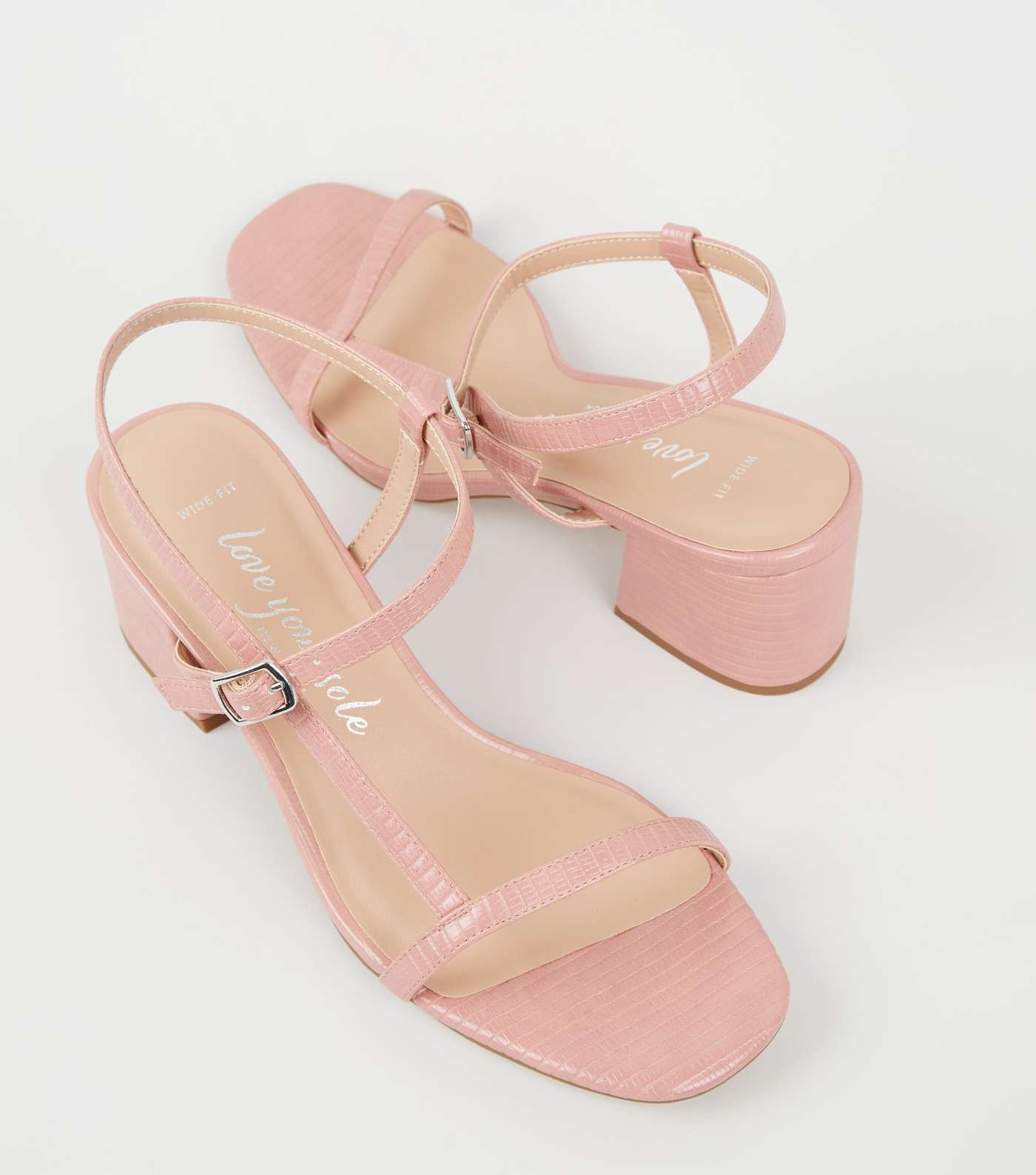 Wide Fit Pink Faux Snake Asymmetric Strap Sandals Image 3