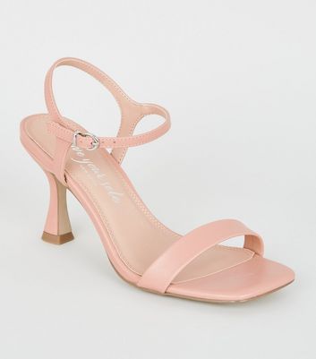 Pale Pink Leather-Look Slim Flared Mid 