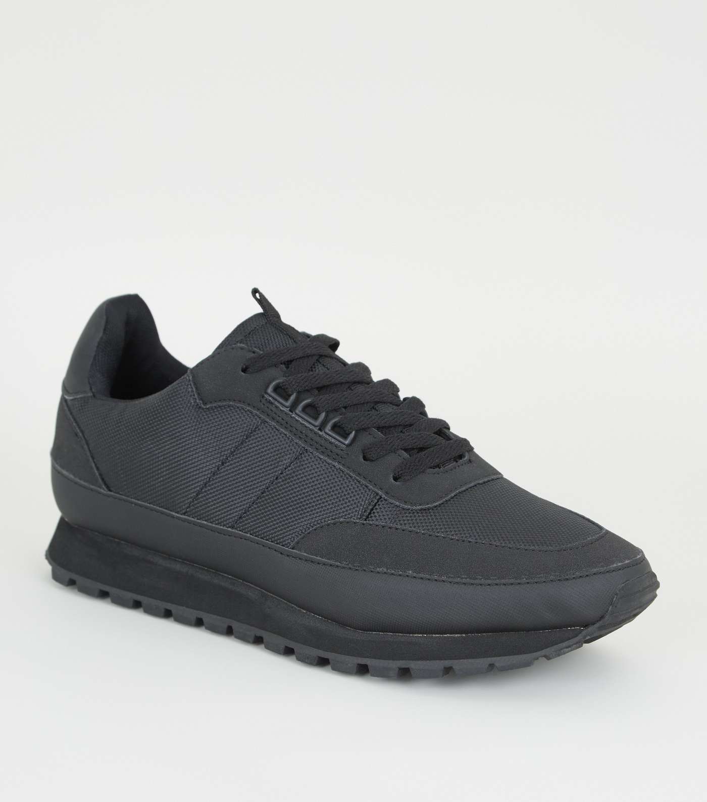 Black Lace Up Chunky Sole Trainers