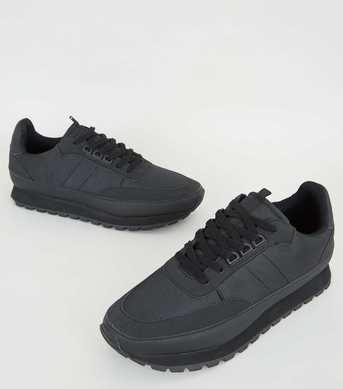 Black Lace Up Chunky Sole Trainers Image 3
