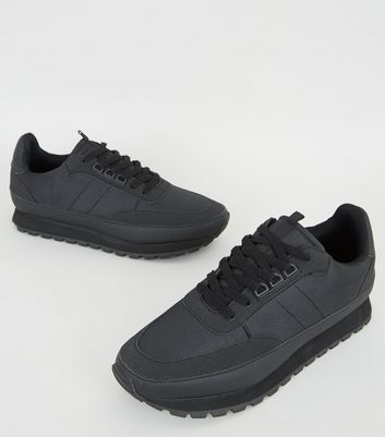 chunky sole trainers black