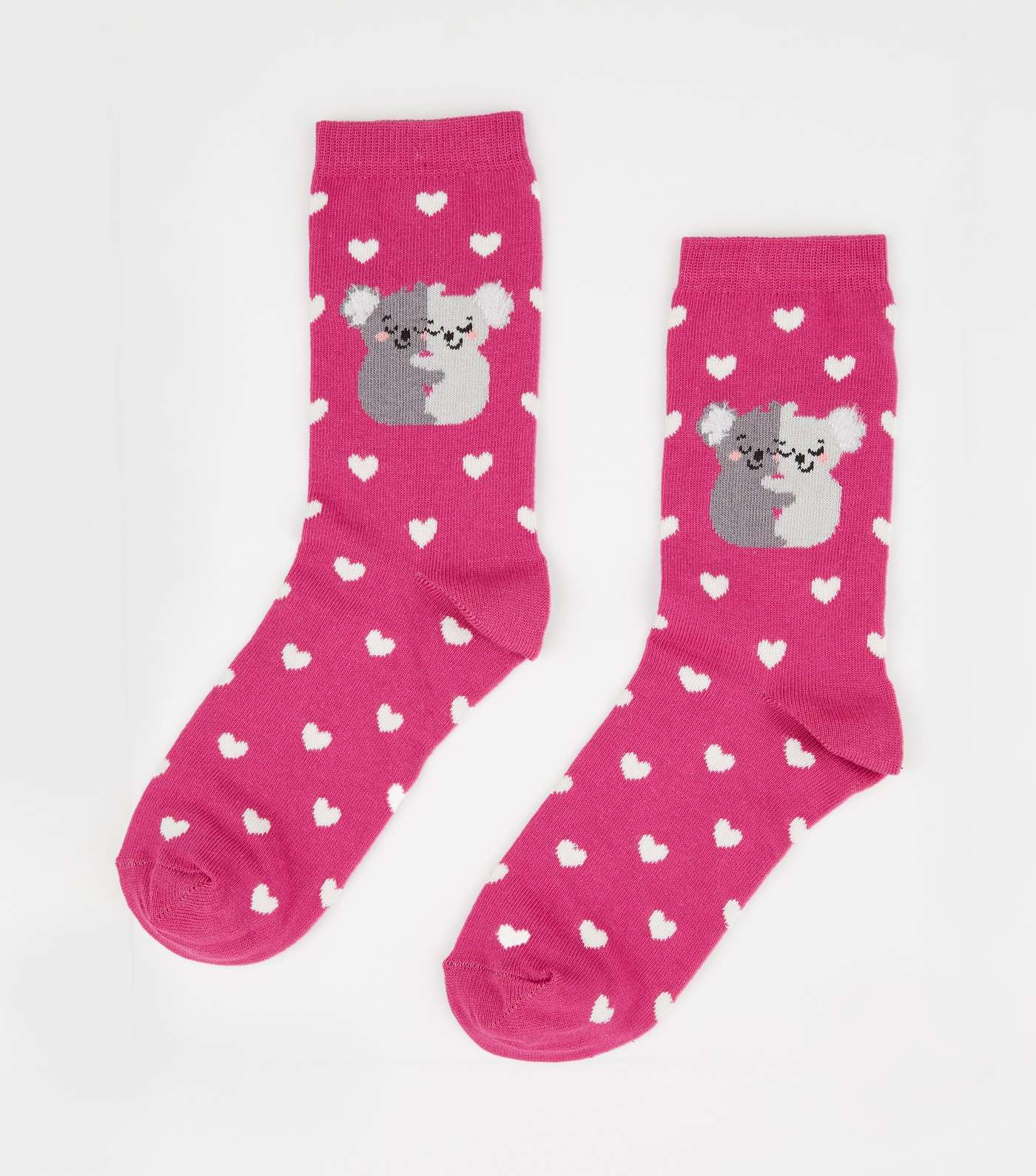 Deep Pink Koala Hug Heart Socks