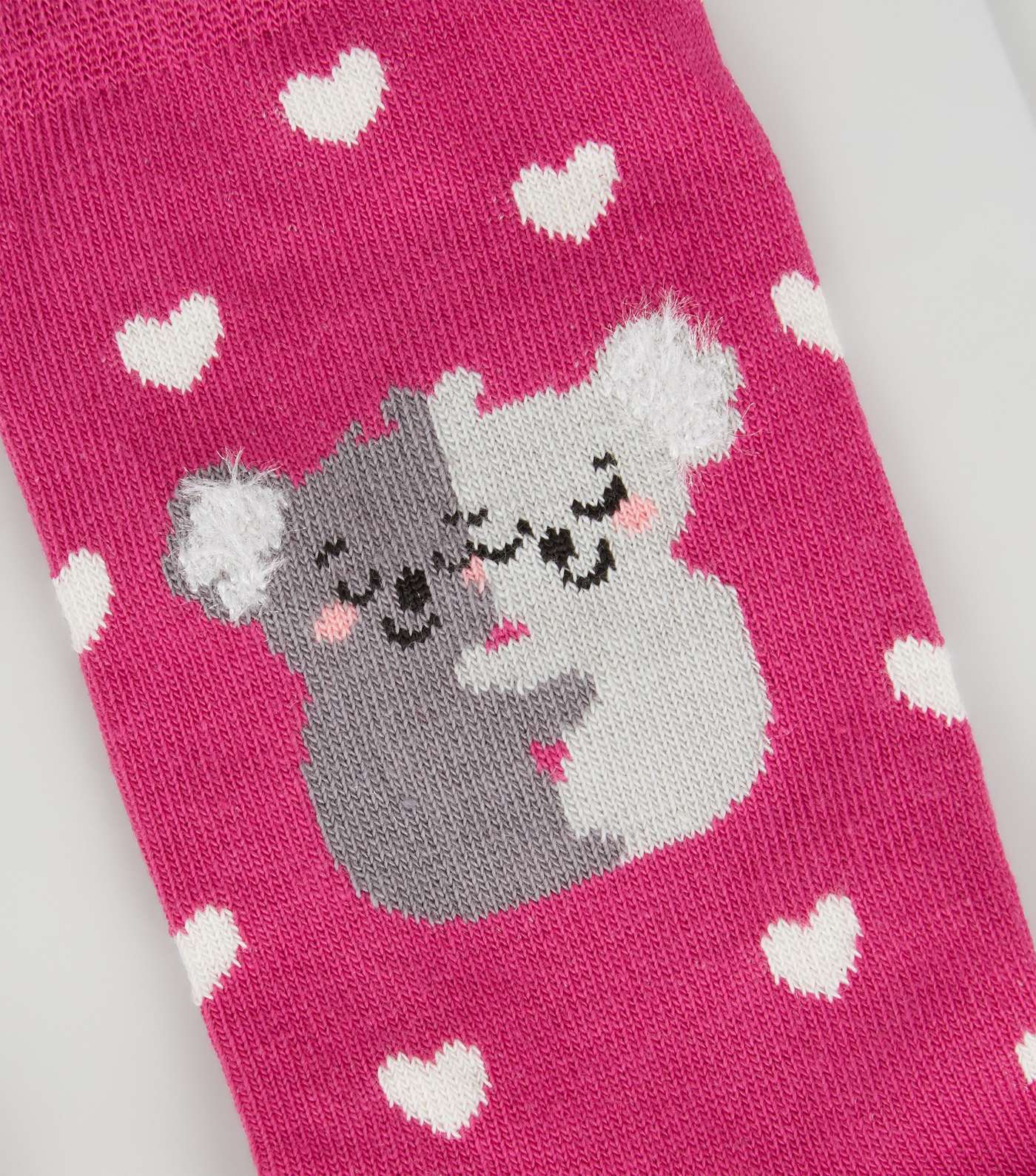 Deep Pink Koala Hug Heart Socks Image 3