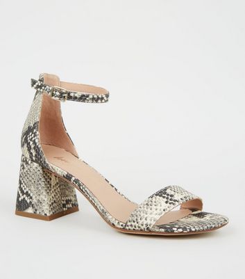 New look block heel sandal in stone hot sale