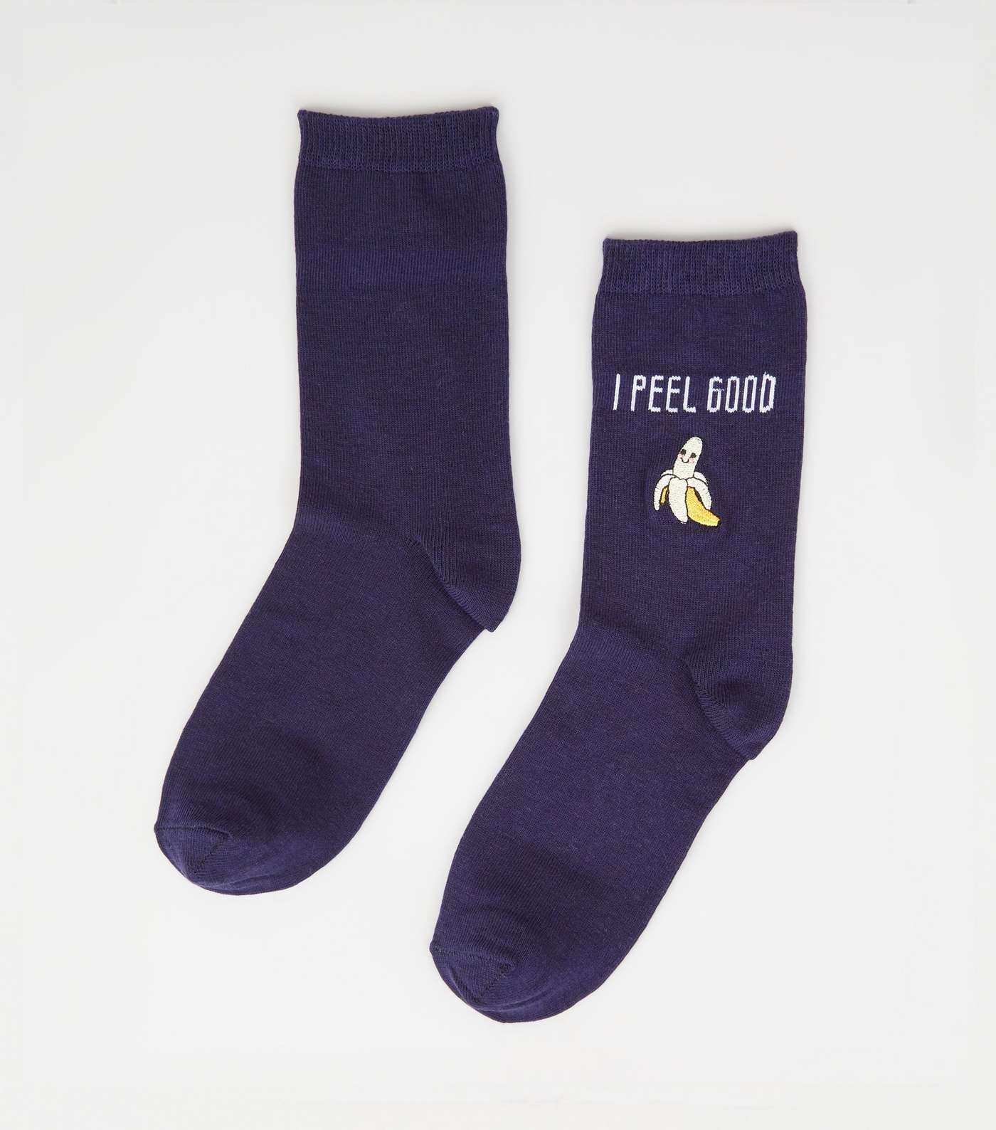 Navy Banana I Peel Good Slogan Socks