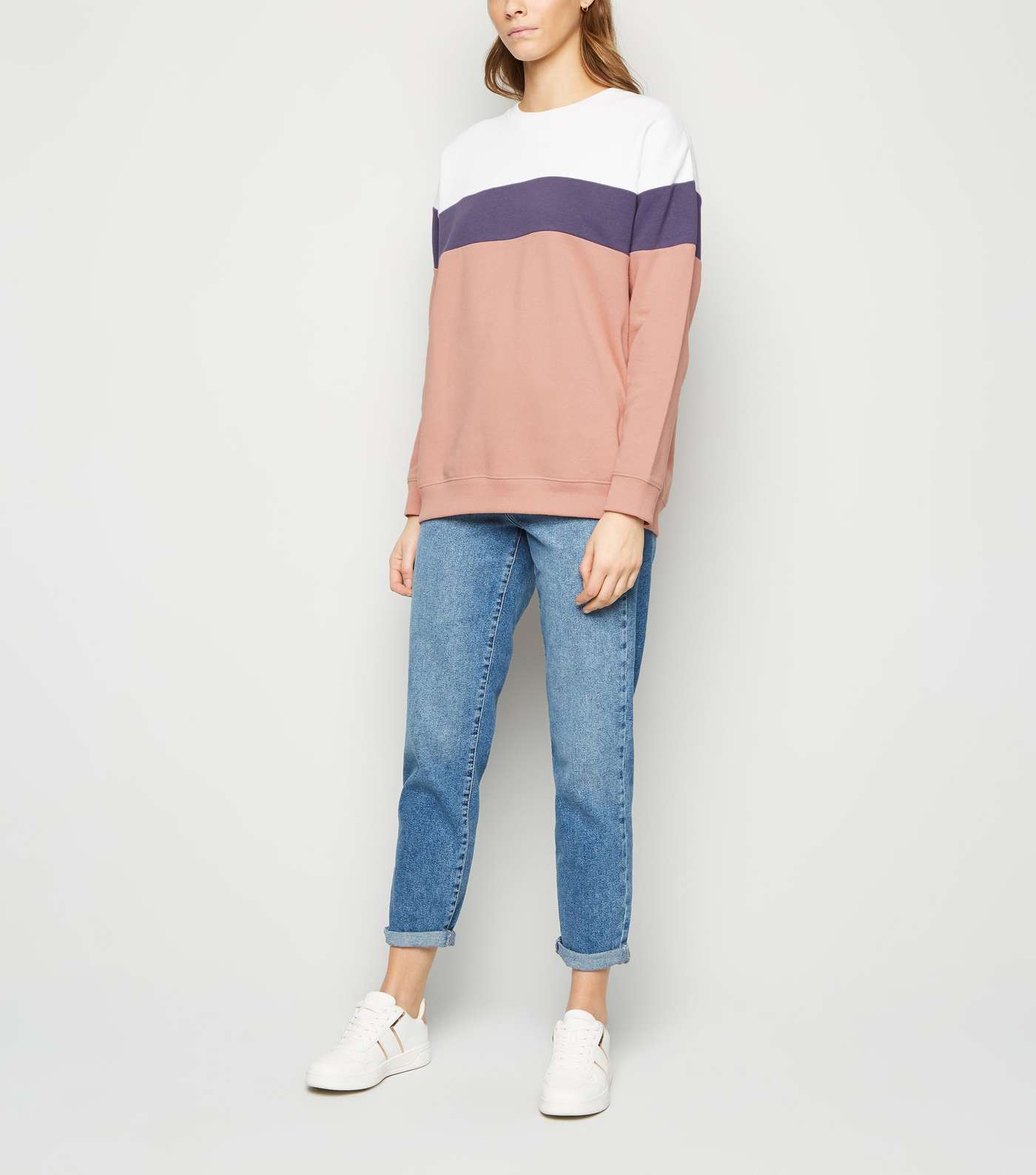 Pink Colour Block Sweatshirt Image 2