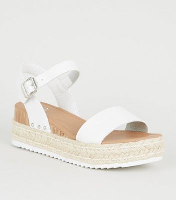 white flatform espadrille sandals