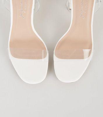 Clear white block heels sale