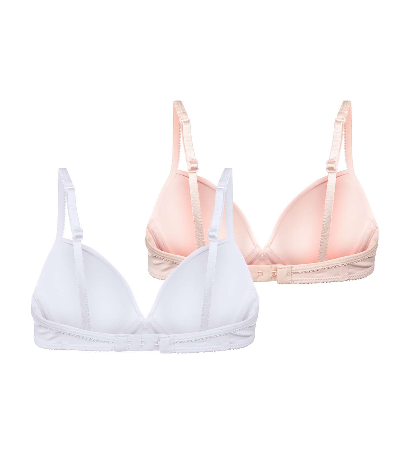 Girls 2 Pack Pale Pink and White T-Shirt Bras Image 2