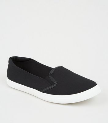 black canvas slip on shoes