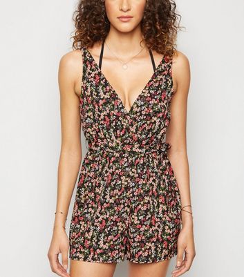 Pink Floral Belted Beach Playsuit | New Look
