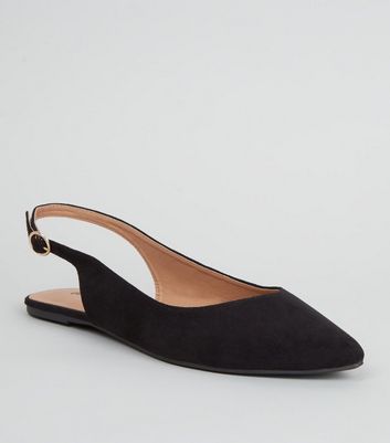 Black Suedette Pointed Slingbacks New Look