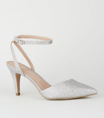 wide fit silver sparkly shoes