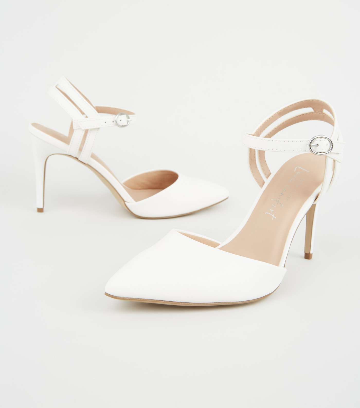 White Leather-Look 2 Part Pointed Courts Image 3