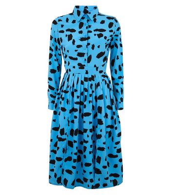 blue leopard print shirt dress