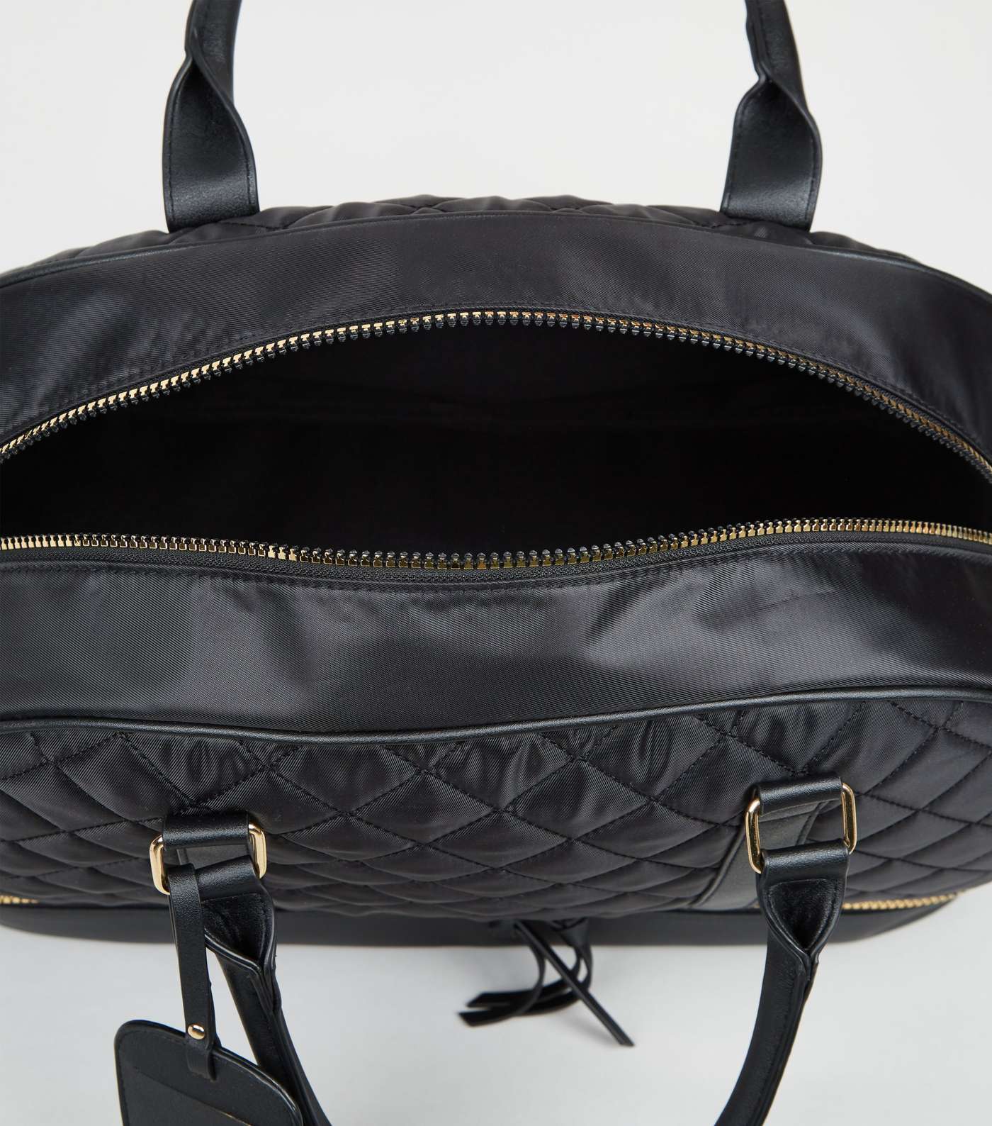 Black Quilted Holdall Weekend Bag Image 4