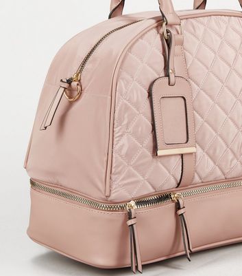 Pink Quilted Holdall Weekend Bag