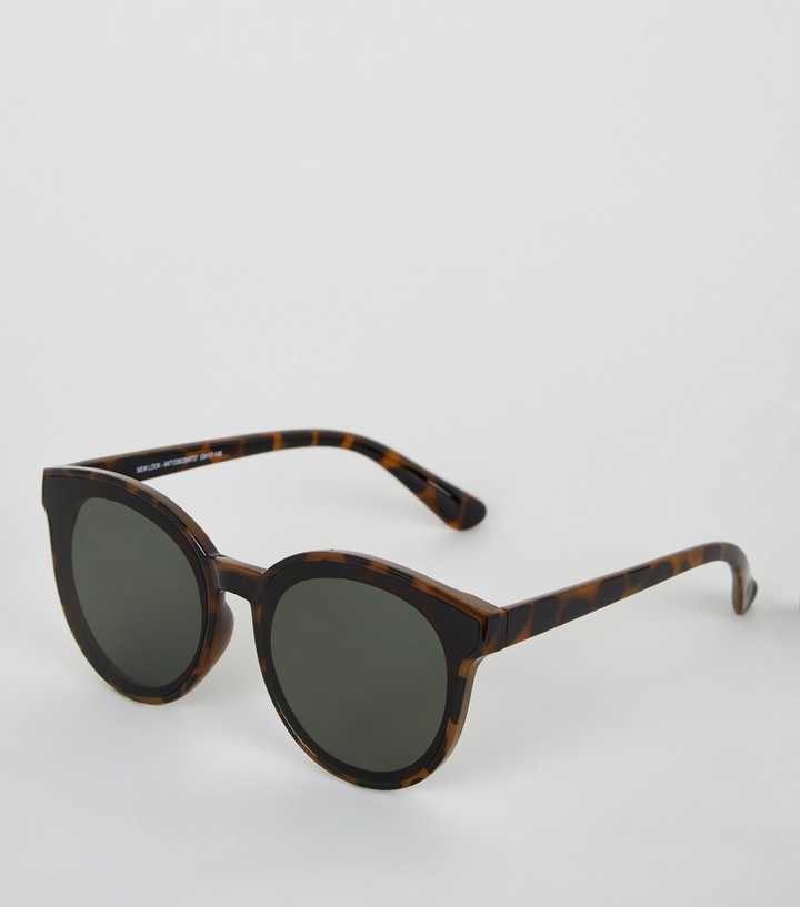 Green Tortoiseshell Effect Round Sunglasses