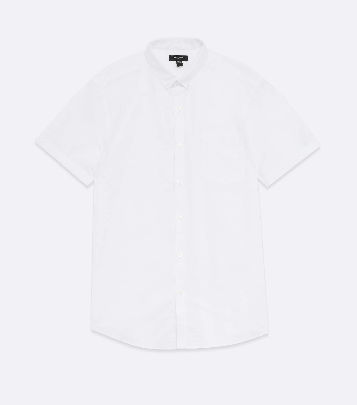 White Cotton Short Sleeve Oxford Shirt Image 5