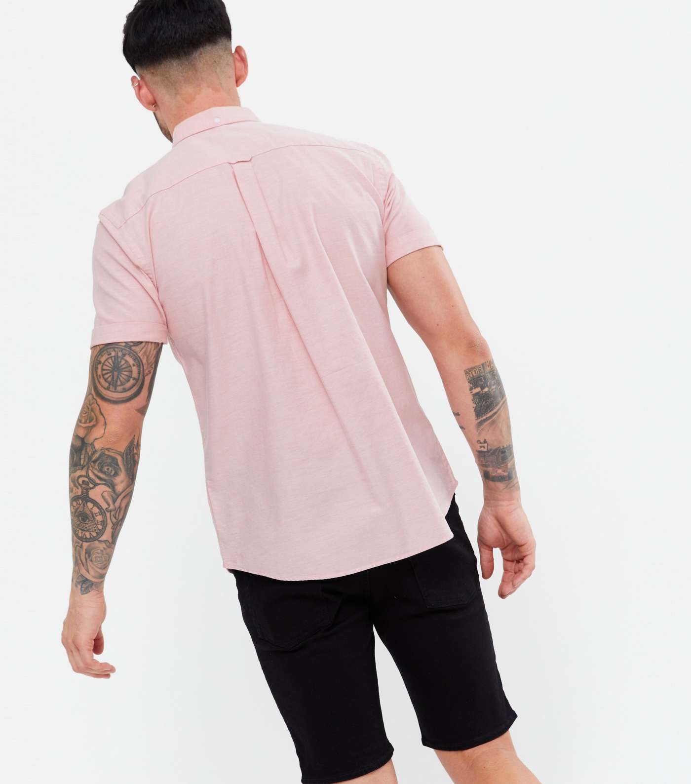 Pink Cotton Short Sleeve Oxford Shirt Image 4