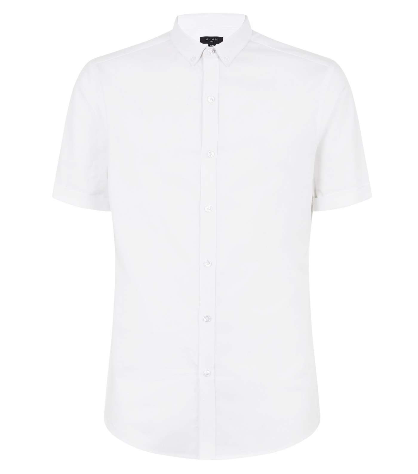 White Muscle Fit Short Sleeve Oxford Shirt Image 4