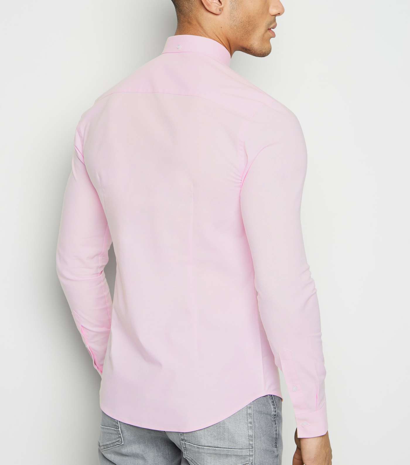 Pink Muscle Fit Long Sleeve Oxford Shirt Image 3