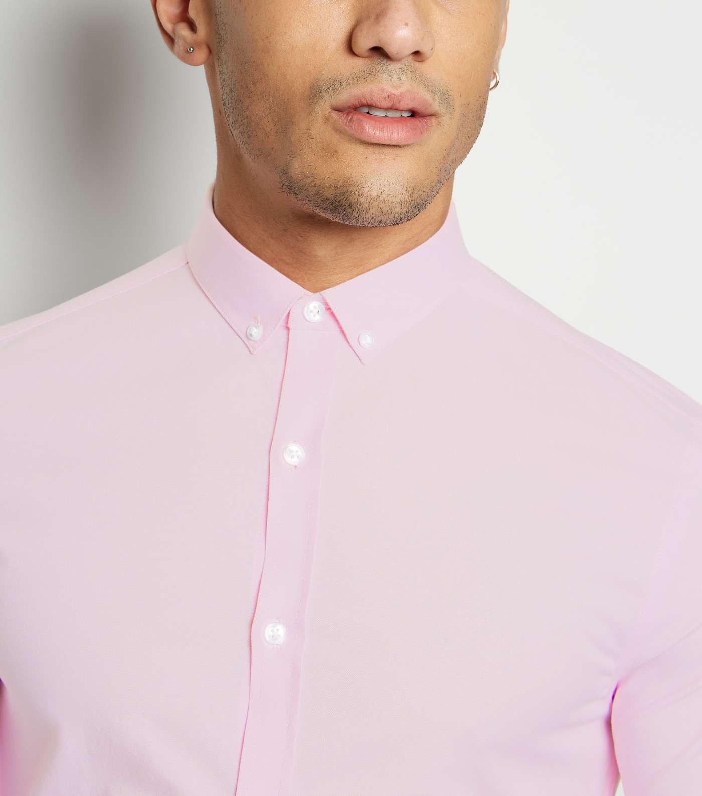 Pink Muscle Fit Long Sleeve Oxford Shirt Image 5