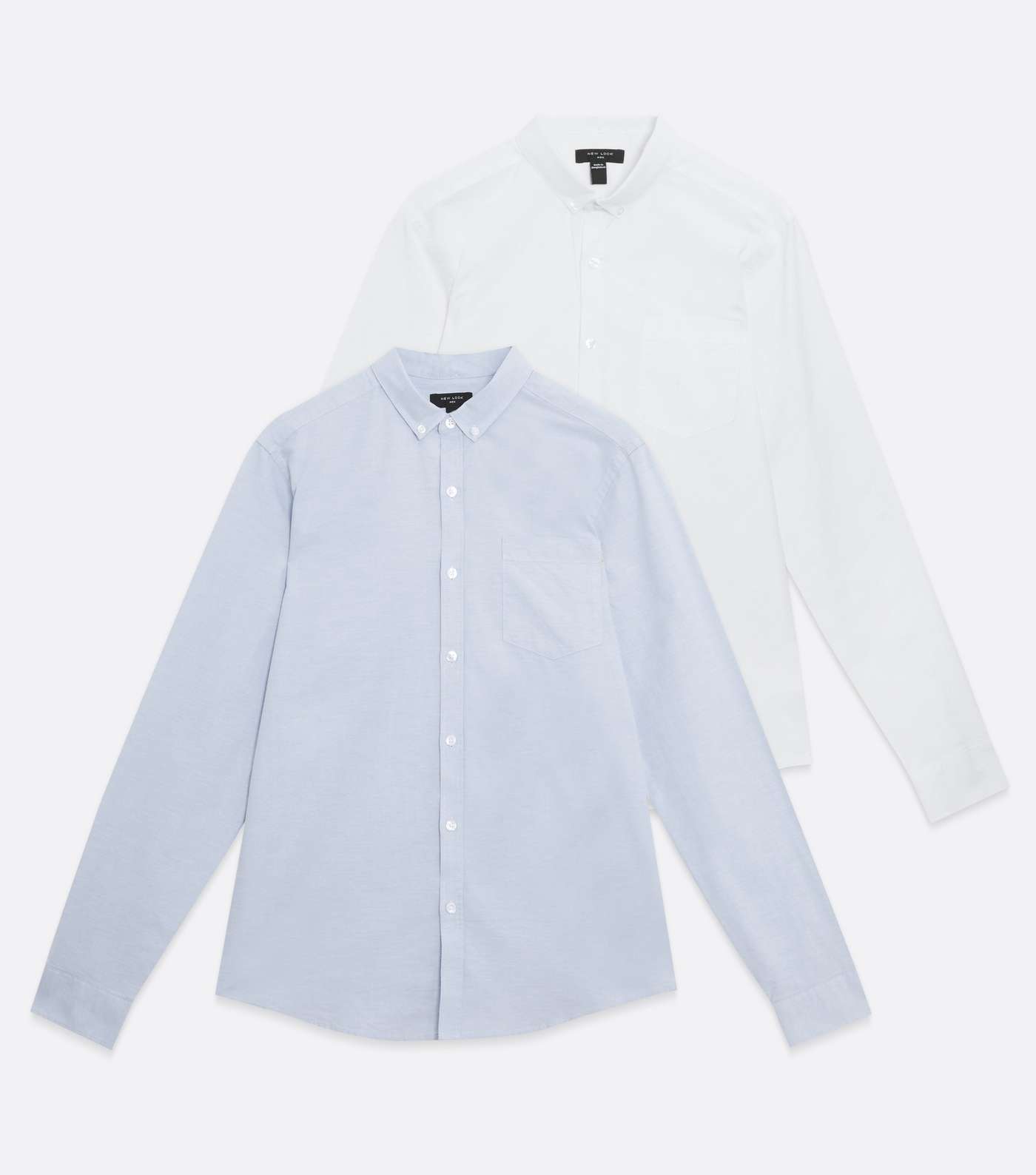 2 Pack Pale Blue and White Long Sleeve Oxford Shirts Image 5