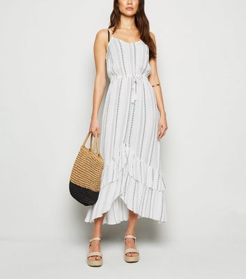 white ruffle beach dress