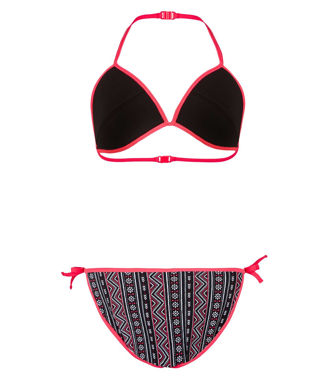 Girls Black Geometric Scuba Bikini Set Image 2