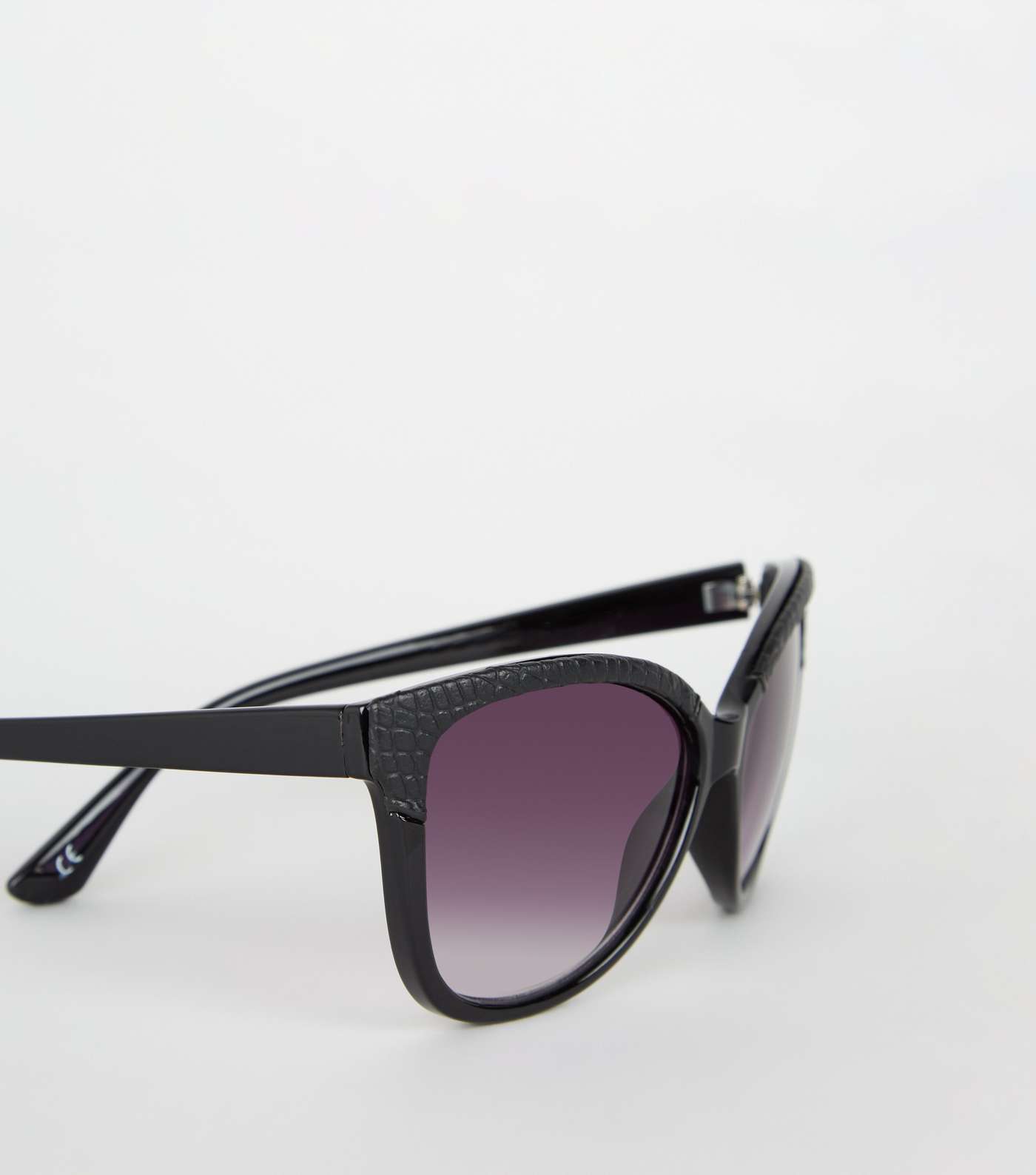 Black Faux Croc Sunglasses Image 4