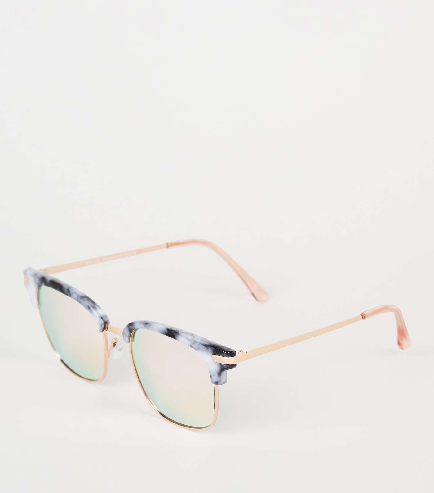 Grey Marble Effect Metal Square Sunglasses