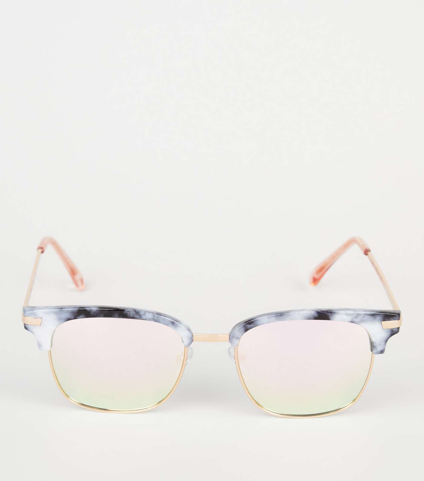 Grey Marble Effect Metal Square Sunglasses Image 3