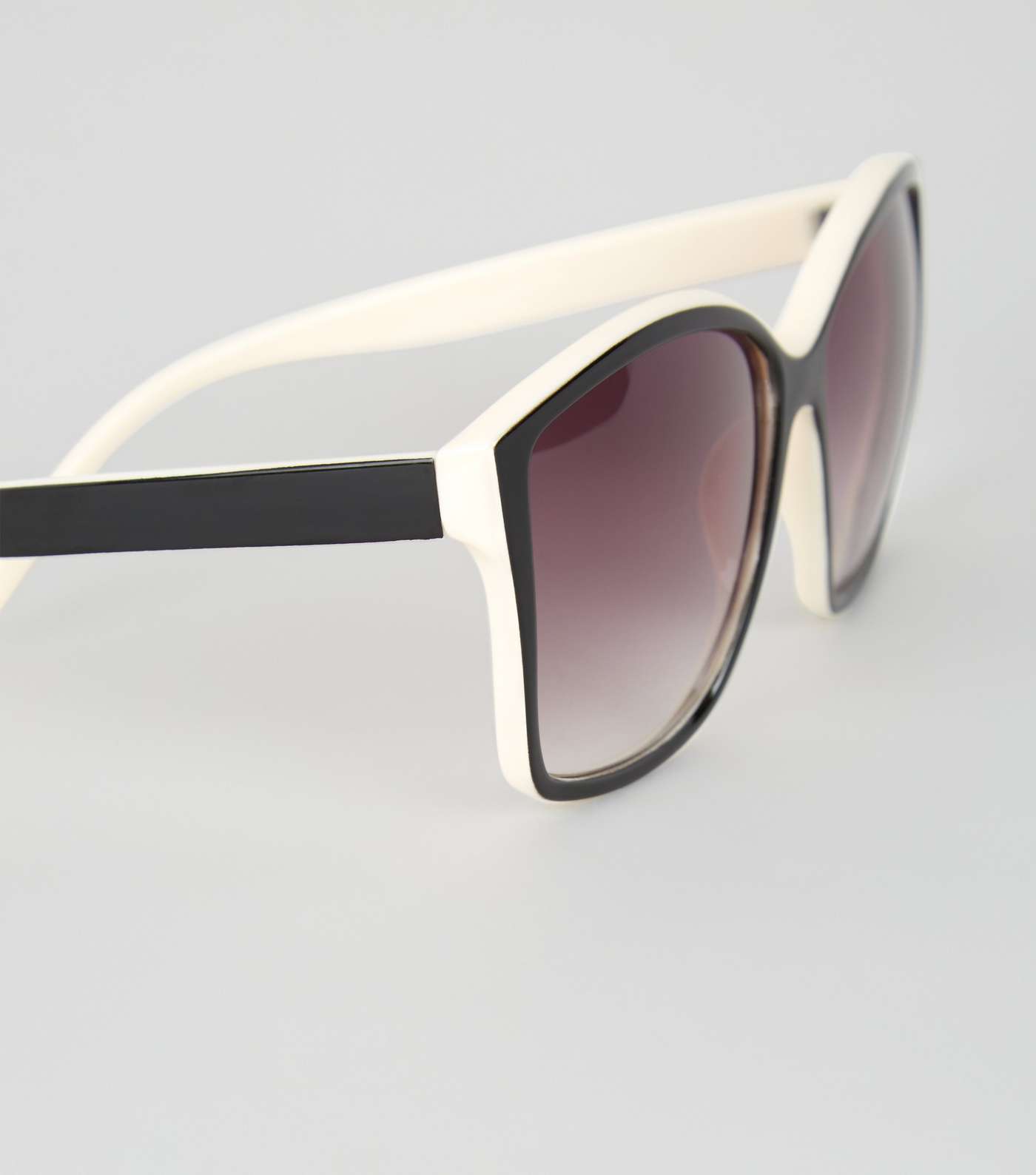 Black Colour Block Large Rectangle Sunglasses Image 4