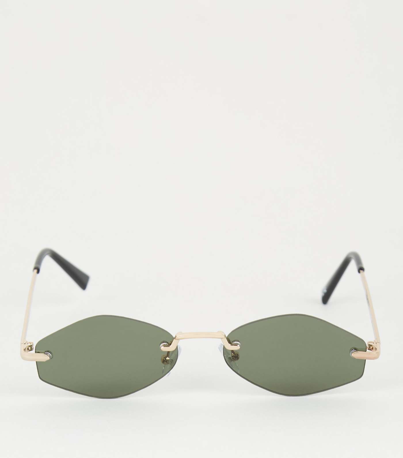 Green Hexagon Rimless Sunglasses Image 3