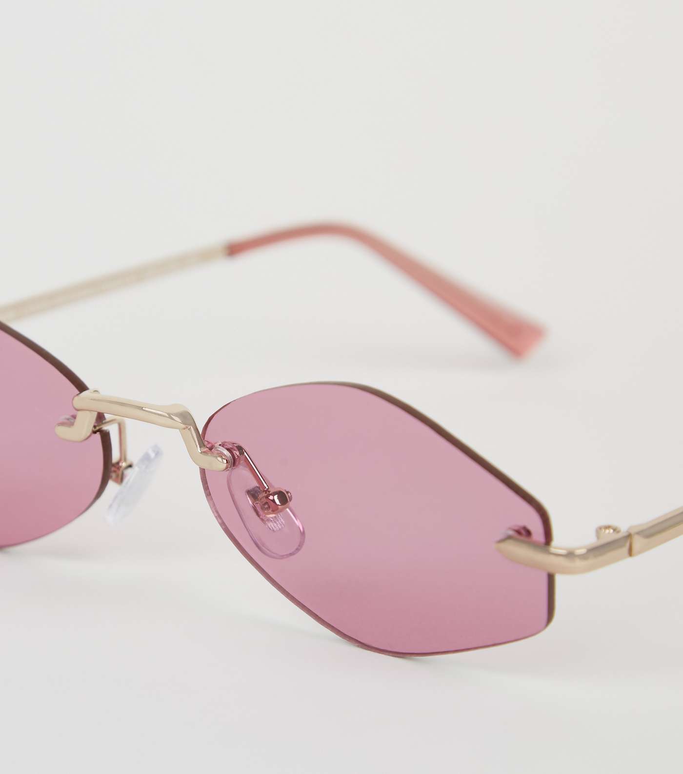 Pink Hexagon Rimless Sunglasses Image 4