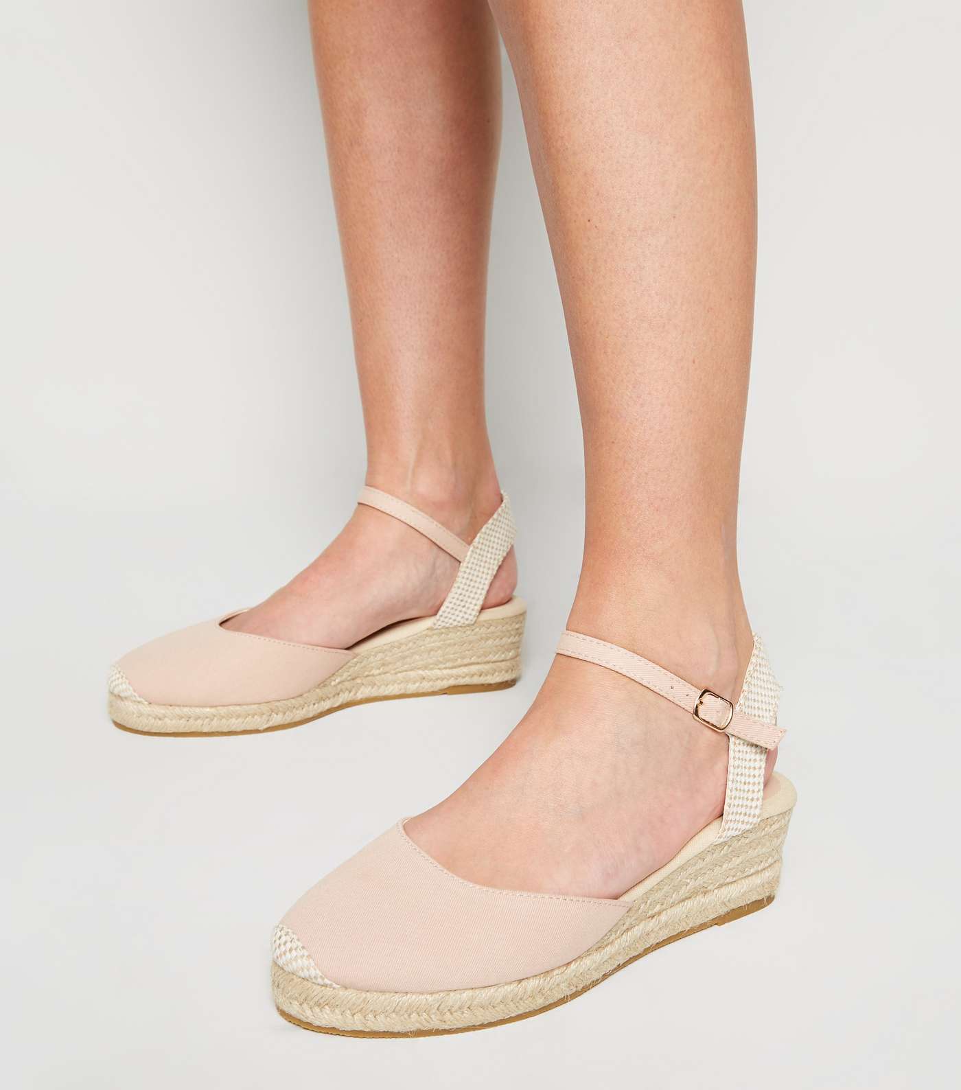 Pale Pink Canvas Woven Espadrille Wedges  Image 2