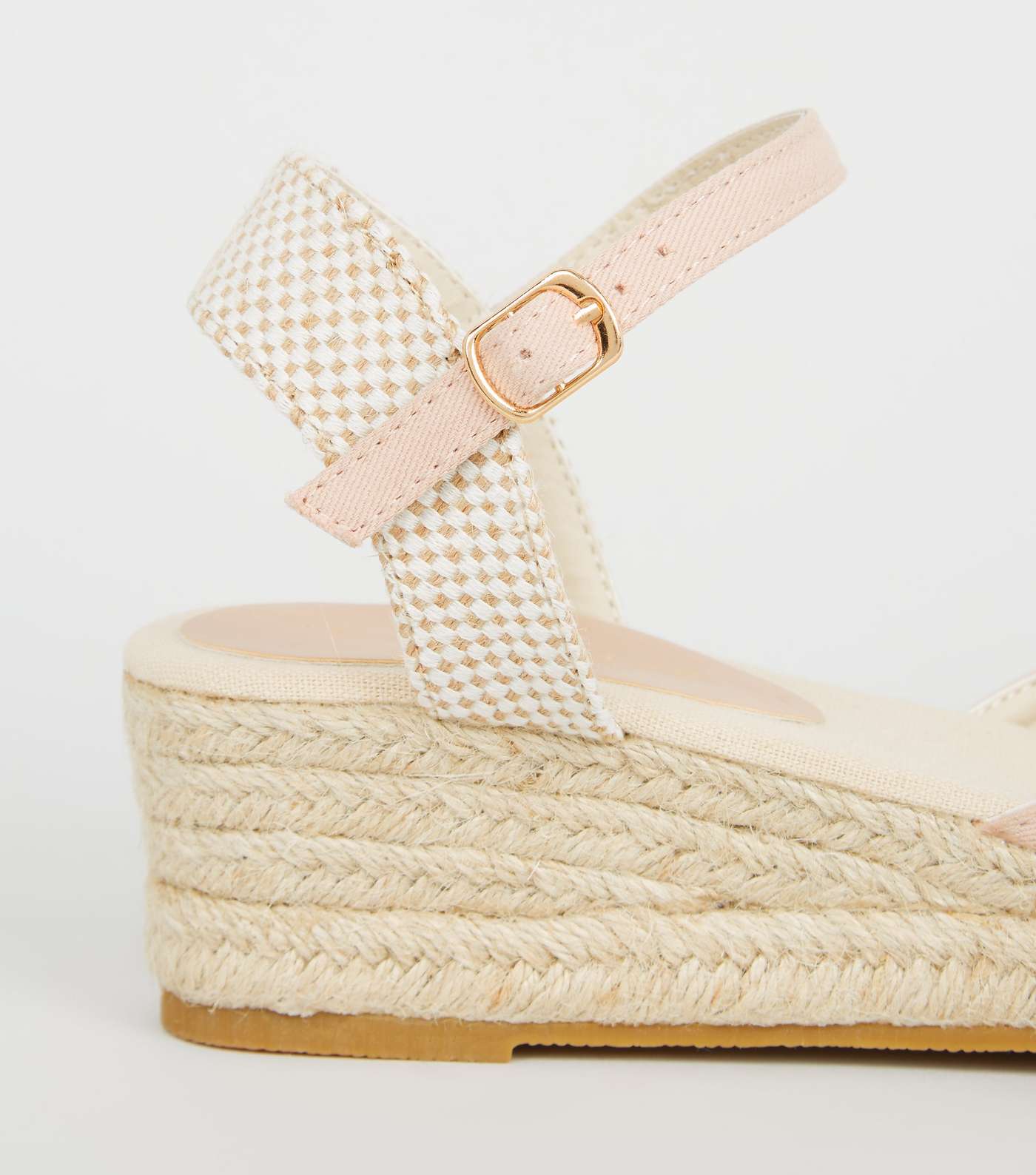 Pale Pink Canvas Woven Espadrille Wedges  Image 4