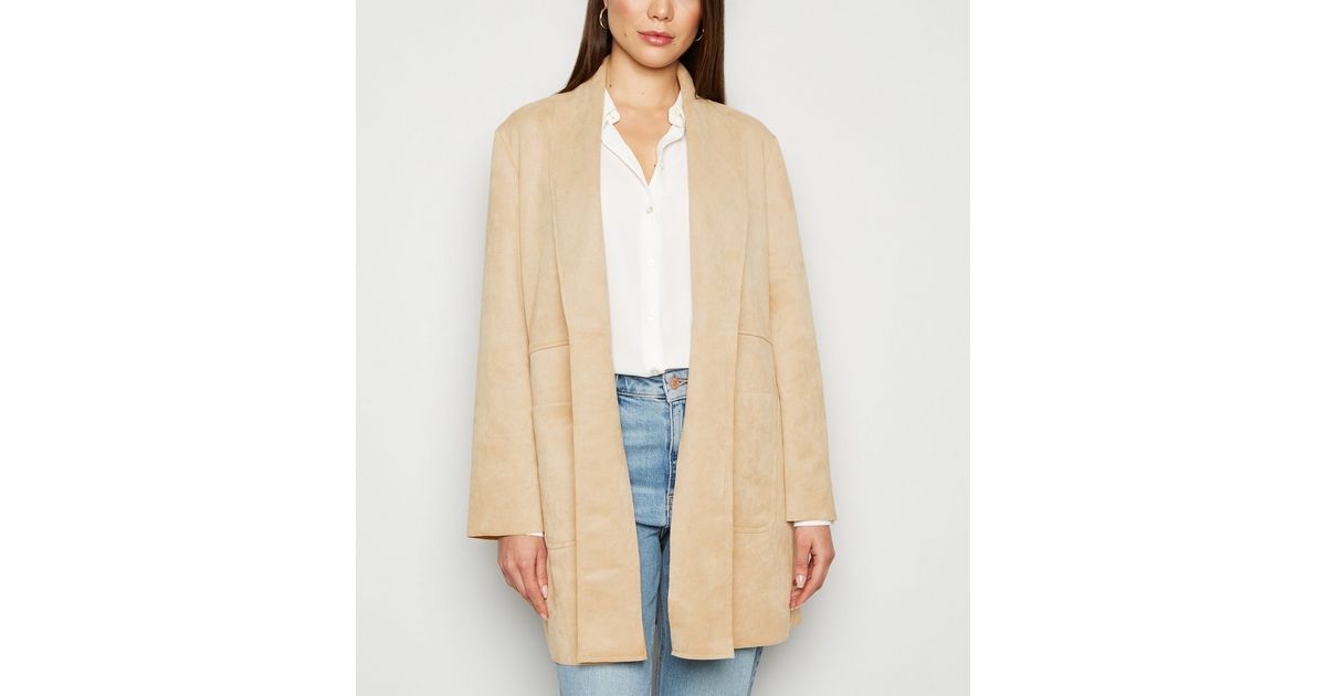 Camel Suedette Duster Jacket | New Look