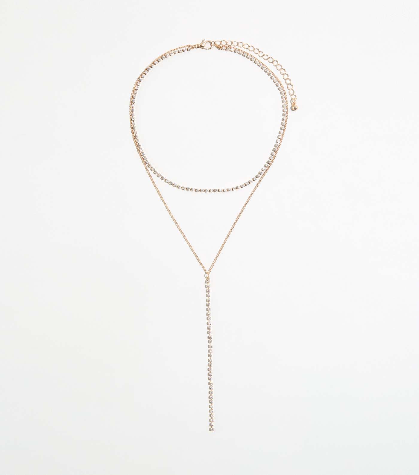 Gold Diamanté Layered Choker Necklace