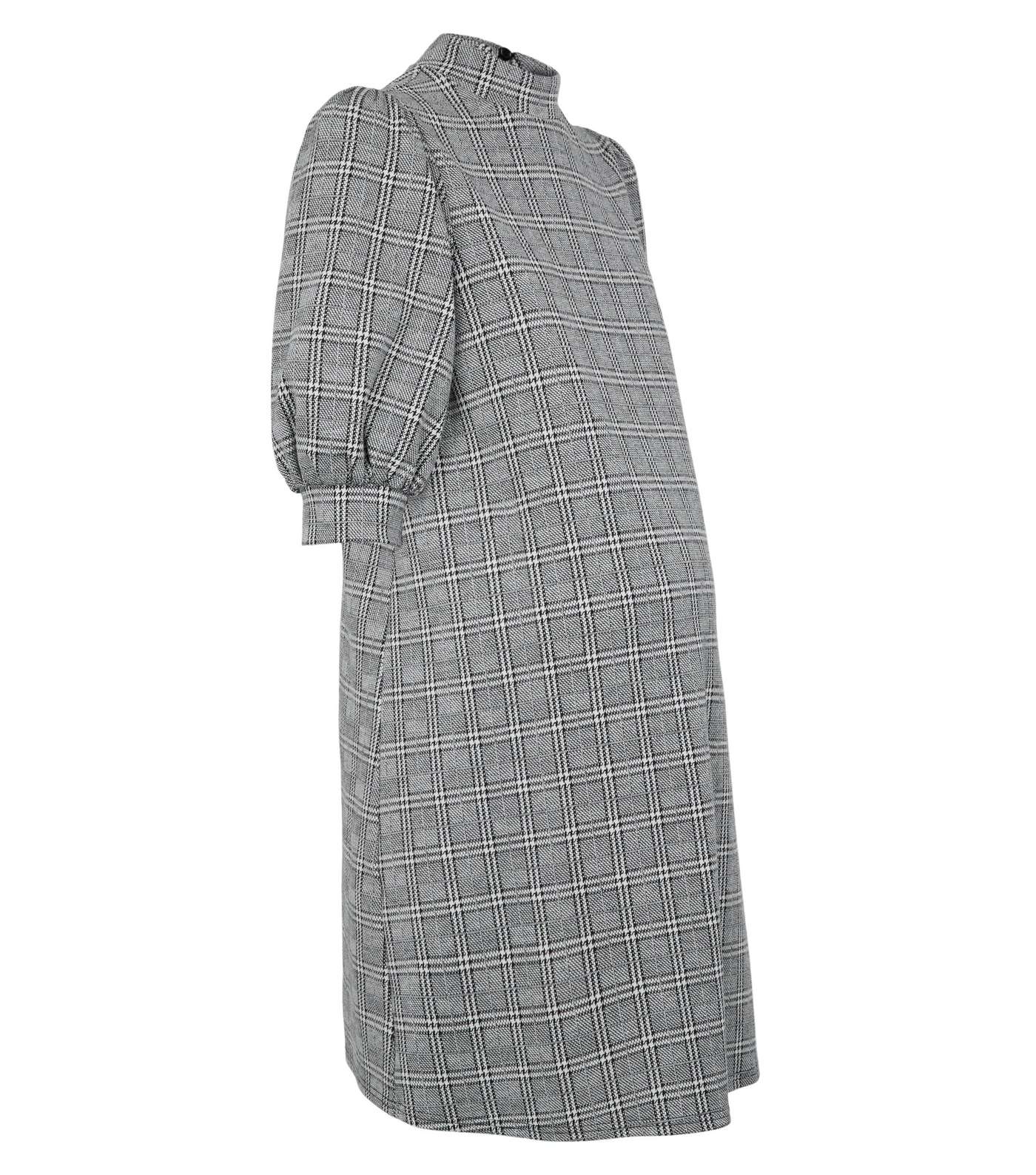 Maternity Light Grey Check Puff Sleeve Dress Image 4