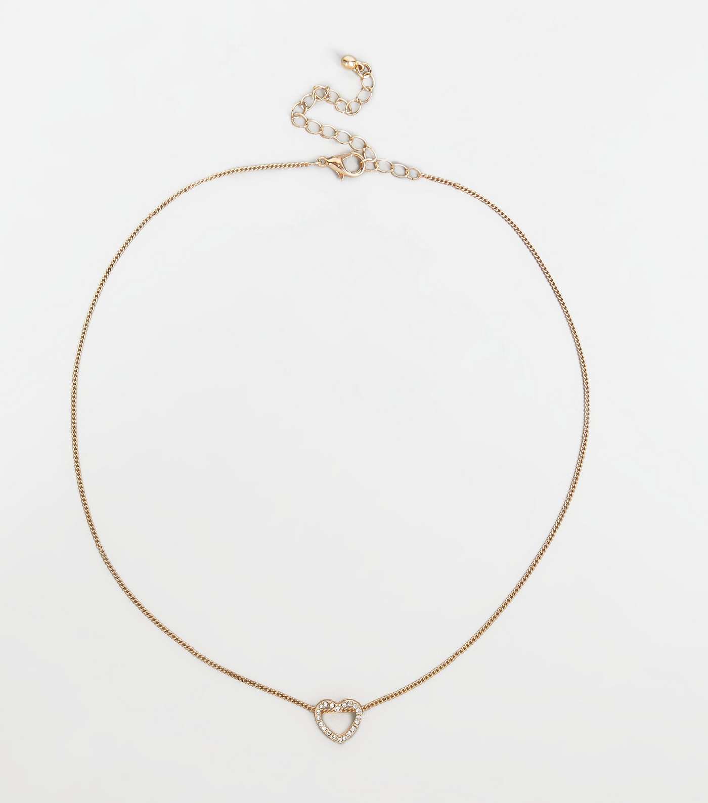Gold Diamanté Heart Pendant Necklace