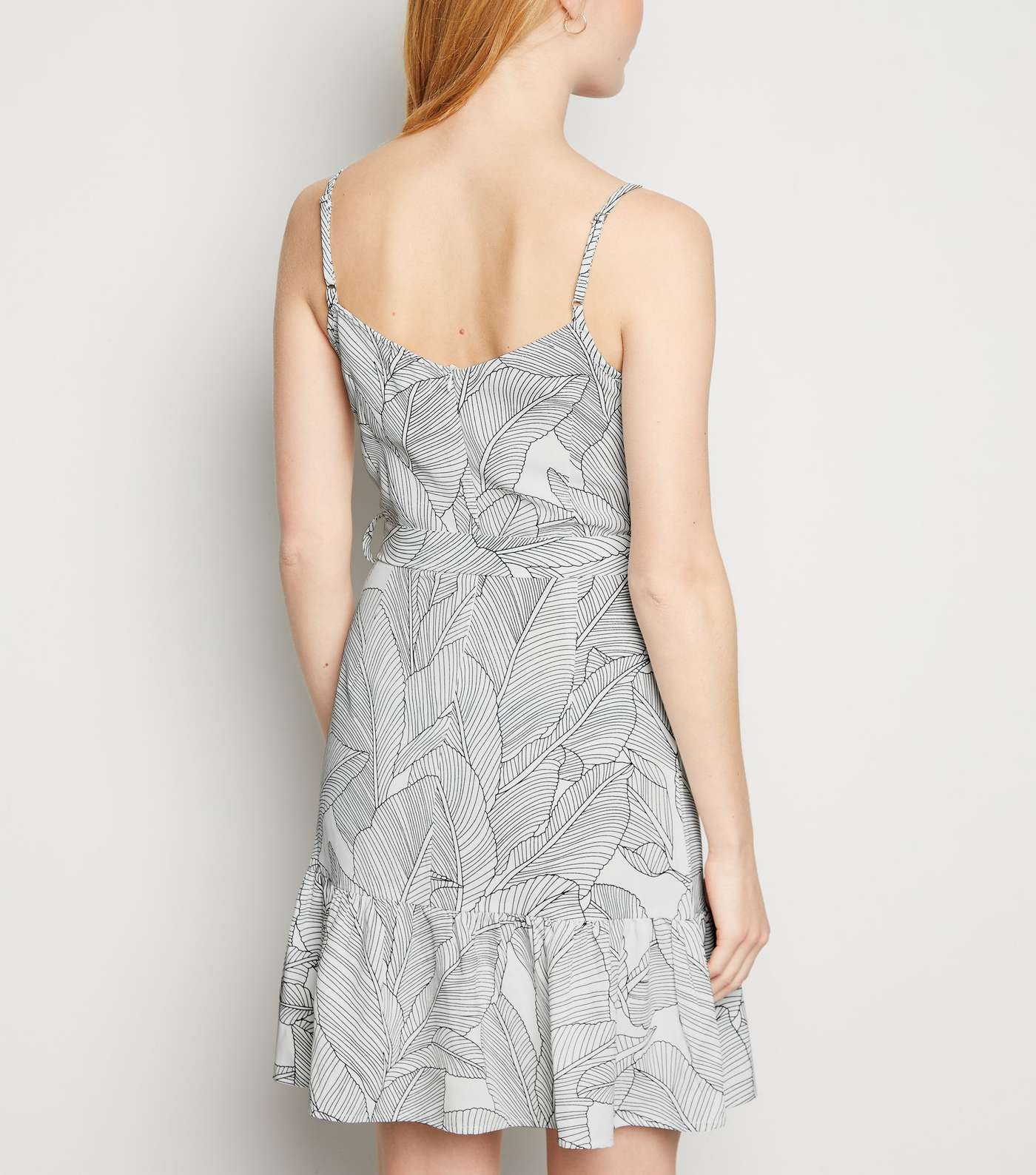 Blue Vanilla White Leaf Print Cami Dress Image 3