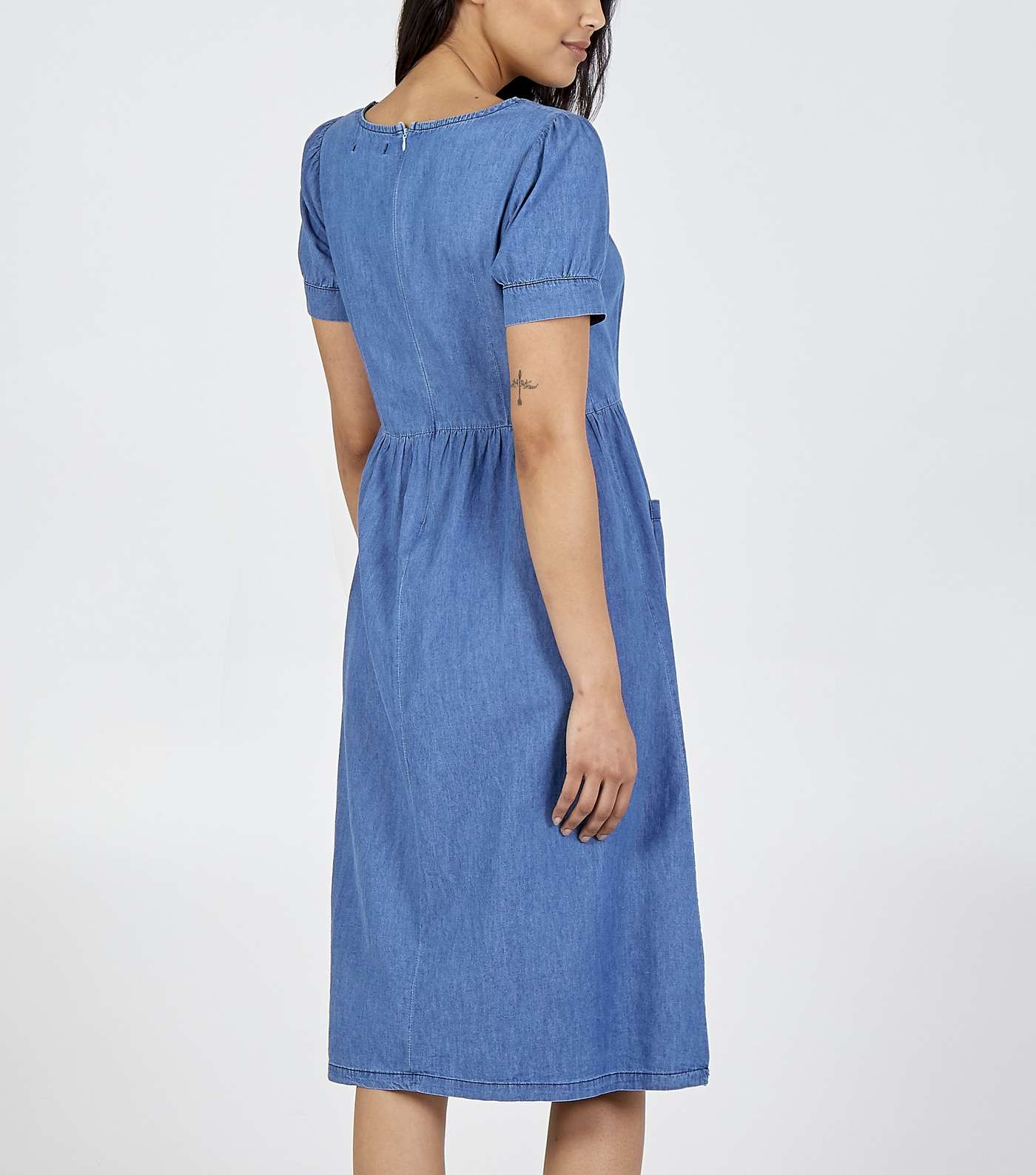 Blue Vanilla Blue Square Neck Denim Midi Dress Image 3